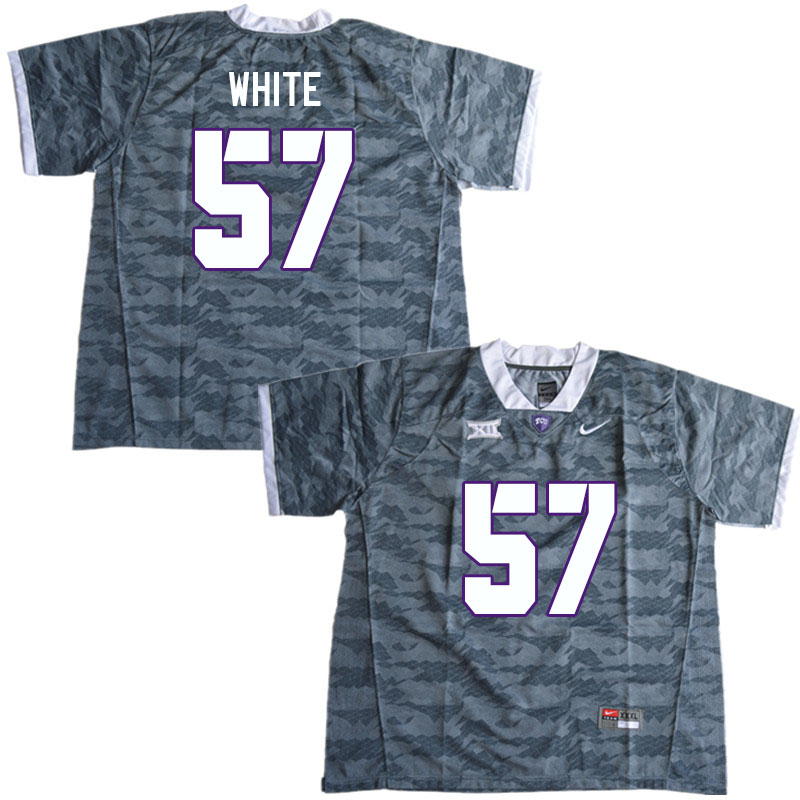 Men #57 Hudson White TCU Horned Frogs College Football Jerseys Sale-Gray - Click Image to Close